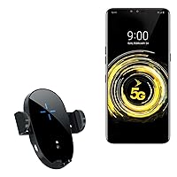 BoxWave Car Charger Compatible with LG V50 ThinQ 5G (Car Charger by BoxWave) - Wireless Charging Auto Mount, Qi Wireless Car Charger Stand Mount Air Vent for LG V50 ThinQ 5G - Black