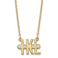 Jewels By Lux Etched 3 Initial Diamond Cable Chain Necklace (Length 18 in Width 14.36 mm)