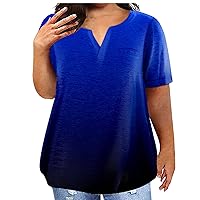 Oversized Graphic Tees for Women,Plus Size Tops for Women Short Sleeve Vneck Gradient Color Loose Fit T Shirts 2024 Summer Fashion Tunic Blouse Womens Tops Casual
