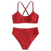 Toddler Girls 2Pcs Bikini Swimsuits Strap Tube Top Solid Bottom Bathing Suits Beach Sunsuit Summer Outfits