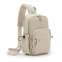 Sling Crossbody Bag for Men Women, Tactical Backpack Shoulder Daypack Mini Anti-Theft Motorcycle Chest Bags, Small One Strap Backpack for Casual Travel Hiking Outdoor Sports Khaki
