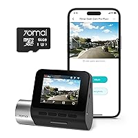 70mai True 2.7K 1944P Ultra Full HD A500S, 70mai Micro SD Card 64GB, Sony IMX335, Built in WiFi GPS Smart Dash Camera for Cars, ADAS, 2'' IPS LCD Screen, 140° FOV, WDR, Night Vision