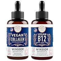 WINDSOR BOTANICALS Vegan Collagen Builder and Vegan B12 Liquid Body and Mind Bundle