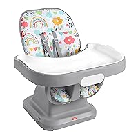 Fisher-Price SpaceSaver Simple Clean High Chair Baby to Toddler Portable Dining Seat with Removable Tray Liner, Sun Showers