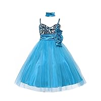 Shimmering Sequined Lovely Tulle Pageant Party Holiday Flower Girl Dress