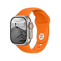 DONEGANI SB Strap Compatible with Apple Watch Band Sport Series Ultra 9 8 7 6 5 4 3 2 1 SE 49 mm 45 mm 44 mm 42 mm 41 mm 40 mm 38 mm Women Men Silicone Strap in Orange