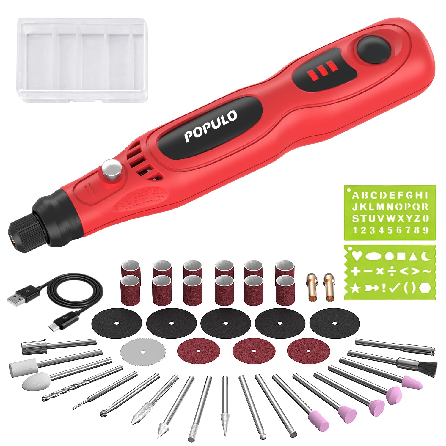POPULO Mini Cordless Rotary Tool Portable 4V Jewelry Polishing Kit with 46 Pieces Rotary Accessory Kit, Max Speed Load up to15000 RPM,USB Charging,Engraving Pen,Polishing, Grinding, DIY Crafts