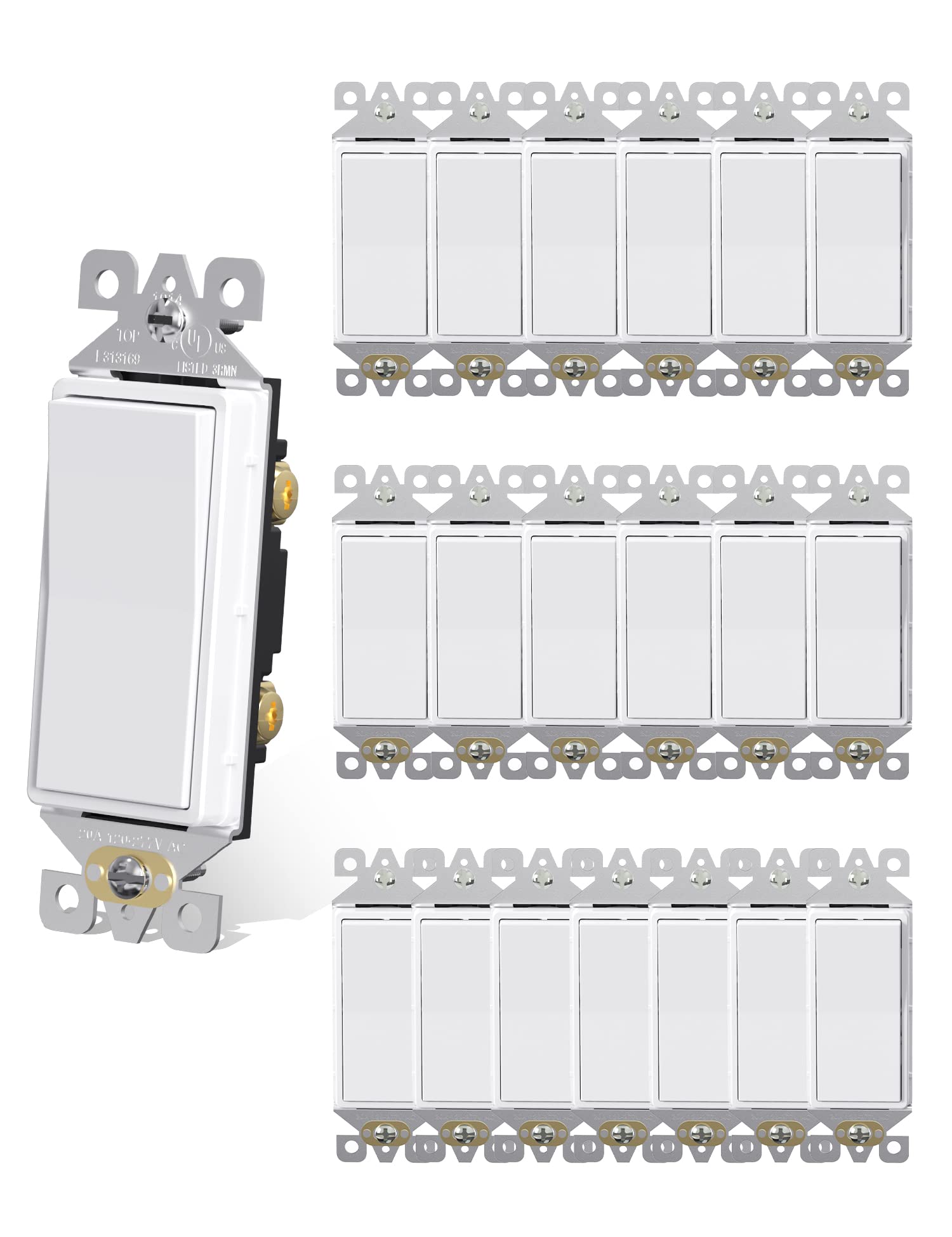 Mua AIDA Single Pole Rocker Decorator Light Switch, 15 Amp Self-grounding  Electrical Light Switches, Residential Grade, UL Listed (20 Pack, White)  trên Amazon Mỹ chính hãng 2023 Giaonhan247