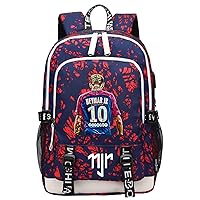 Teens Soccer Stars Knapsack Neymar JR Casual Daypacks Multifunction Travel Bag with USB Charging/Headphone Port