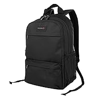 WOLVERINE Lightweight, Water Resistant Rugged Laptop Backpack for Travel or Work, Slimline-Black, 27L