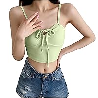 Women's Summer Sexy Deep V Neck Sleeveless Slim Fit Trendy Y2k Corset Cami Crop Tank Tops