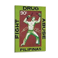 TREpIKJ Art Poster Against Drugs - Vintage Philippine Anti Drug Poster Canvas Print Canvas Painting Wall Art Poster for Bedroom Living Room Decor 16x24inch(40x60cm) Frame-style-3