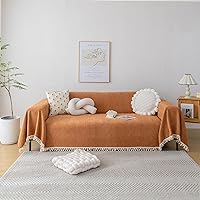 Dark Orange Sofa Covers Couch Cover for Dogs Colorful Tassel Sofa Seat Cover Lovetseat Cover Pet Couch Cover Bohemian Sofa Cover for Couch Vintage Boho Couch Covers Futon Cover, 71