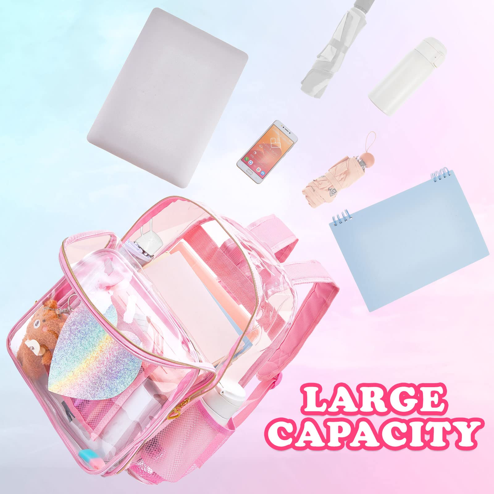 Eccliy Clear Backpack Stadium Approved Backpack 3 School Backpack for Girls Boys Christmas Clear Backpack Girls Boys Backpack