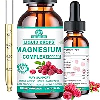 Organic Magnesium Liquid Drops, Calm Magnesium 5 Complex with Vitamin D3 K2 B6, St Johns Wort, Lemon Balm, Chelated Zinc Magnesium Glycinate 500mg Blend for Immune Heart Mood Nerve Sleep Function