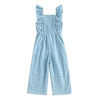 Kids Toddler Girls Lace Hollow Out Romper Ruffle Sleeveless Long Pants Jumpsuit Summer Outfits