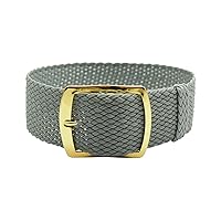 22mm Grey Perlon Braided Woven Watch Strap with Golden Buckle