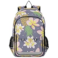 ALAZA Tropical Coconut Palm Trees Fruits Pineapples Pineapple and Plumeria Backpacks Travel Laptop Backpack
