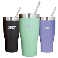 Healthy Human Stainless Steel Tumbler with Straw & Lid | Splash Proof Insulated Travel Cup | Eco-Friendly Coffee Tumblers | Water Cups with Straws Cleaner and Splash Proof Lids (32oz, Seamist)