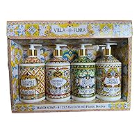 Home and Body Company Hand Soap Villa Flora Collection 16 FL/473ml Bottles infused with Essential Oils (SET OF 4) Sea Salt Verbena, Coconut Citrus, Orchid Vanilla, and White Jasmine