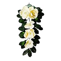 30 inches Silk Magnolia Teardrop Garland for Wedding Party Home Garden, Wedding Arch Garden Wall Decoration, Home Decoration - Cream