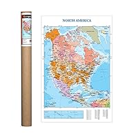 EuroGraphics Map of North America Poster, 36 x 24 inch