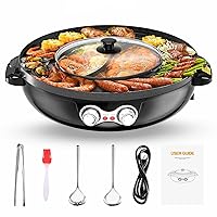 Hot Pot with Grill, Electric Hot Pot with Dual Temperature Control, Hotpot Pot Electric Grill Shabu Shabu Pot Korean bbq Grill Smokeless for Simmer, Boil, Fry, Roast (Black)