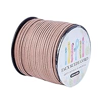 Pandahall 98Yard 90m/roll 3x1.4mm Faux Suede Cord String Leather Lace Beading Thread Suede Lace Double Sided with Roll Spool 295feet Coffee