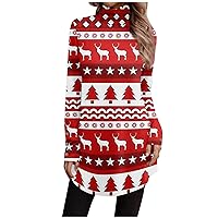 Christmas Tops For Women 2023 Turtleneck Western Holiday Shirt Long Sleeve Oversized Sweatshirt Winter Clothes