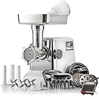 Turboforce 3000 Series 6-In-1 Powerful Size #12 Electric Meat Grinder with Foot Pedal • Sausage Stuffer • Kubbe Maker • Patty Press • 2 Meat Claws • 3 S/S Blades • 4 Grinding Plates