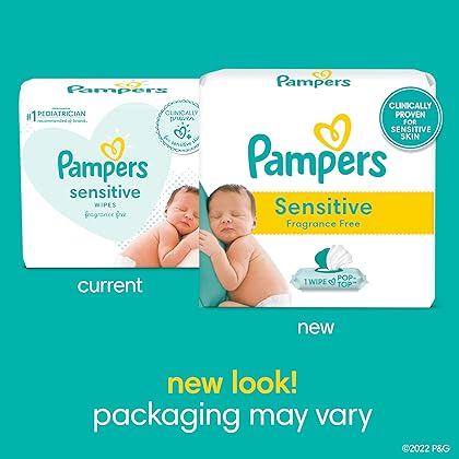 Baby Wipes Fitment, 336 count - Pampers Sensitive Water Based Hypoallergenic and Unscented Baby Wipes (Packaging May Vary)