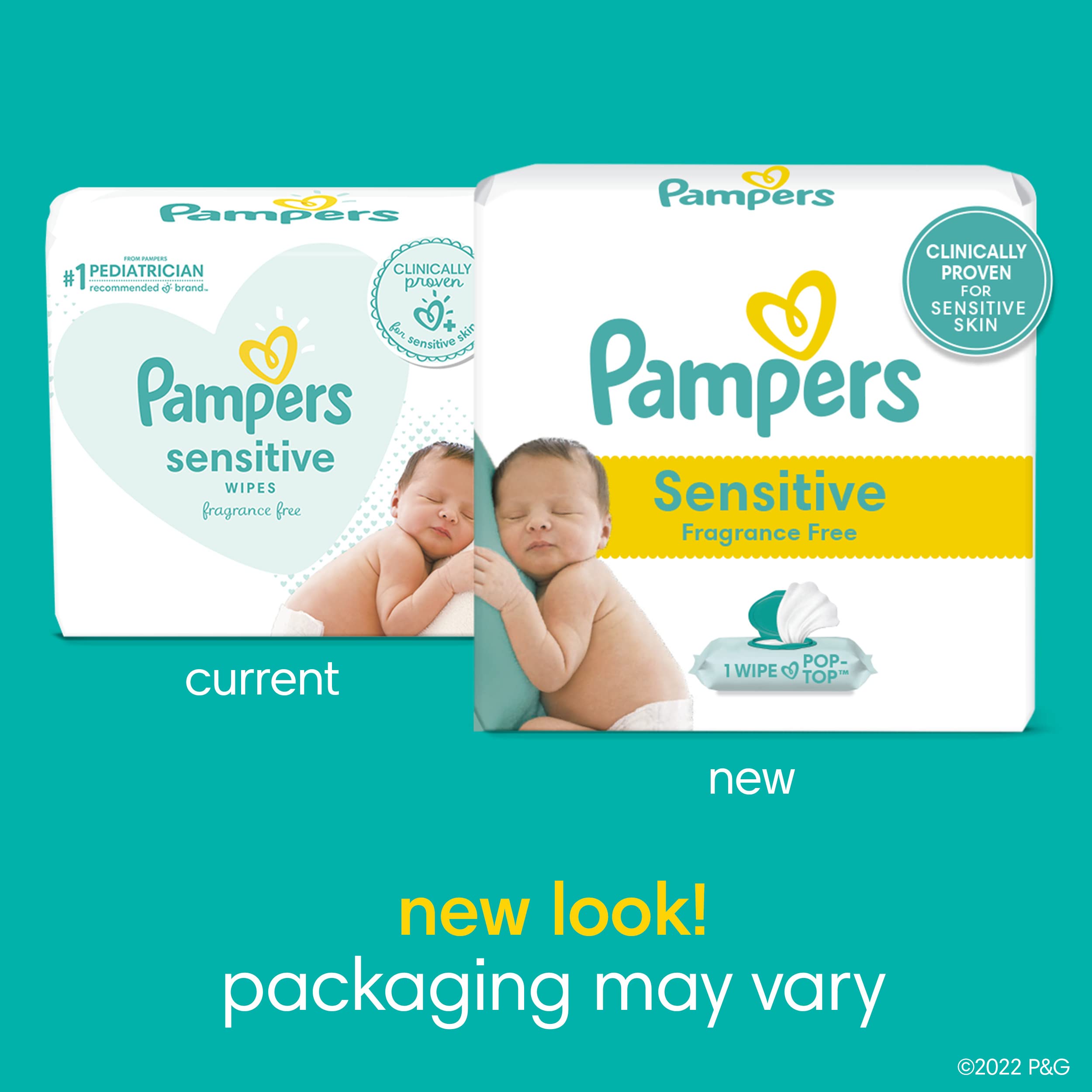 Baby Wipes Fitment, 56 count - Pampers Sensitive Water Based Hypoallergenic and Unscented Baby Wipes (Packaging May Vary)