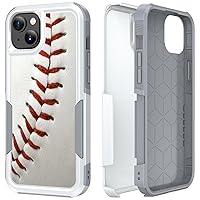 Phone Case for iPhone 15, Baseball Sports Pattern Shock-Absorption Hard PC and Inner Silicone Hybrid Dual Layer Armor Defender Case for Apple iPhone 15 6.1