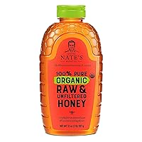 Nate's Organic 100% Pure, Raw & Unfiltered Honey - USDA Certified Organic - 32oz. Squeeze Bottle