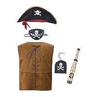 TiaoBug Kids Pirate Costume Girls Boys Halloween Cosplay Party Costumes Pirate Outfit with Accessories Set