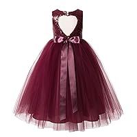 Heart Cutout Sequins Tulle Flower Girl Dress Social Events Parties 172seq