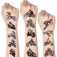 8 Sheets Dirt Bike Temporary Tattoos for Kids, Dirt Bike Birthday Party Supplies Racing Motocross Party favors for Kids Boys Girls Cool Motorcycle Party Decorations Cartoon Fake Tattoos Stickers