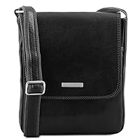 Tuscany Leather John Leather crossbody bag for men with front zip