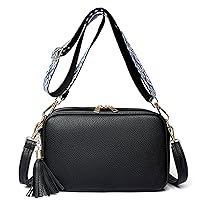 Sunshinejing Crossbody Bags for Women Small Shoulder Purse Leather Handbag Camera Bag with Tassels