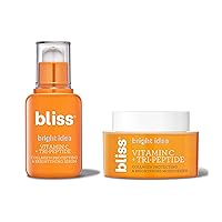 Bliss Brighten Up Radiant Skin Duo (2pc) : Bright Idea Vitamin C + Tri-Peptide Brightening Serum - 1 Fl Oz - Hydrating Illuminating and Bright Idea Vitamin C Hydrating Brightening Moisturizer