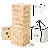 ropoda X-Large Giant Tumble Tower, Giant Lawn Games 6.9 * 6.9 * 22 inches, 54pcs Giant Outdoor Games with Dice & Rules Sheet, Giant Tumble Timber for Adults and Family, Outdoor and Indoor Fun