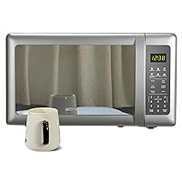 Emerson MW7601SL Compact Countertop Microwave Oven with Sleek Mirrored Finish Door 10 Power Levels, 6 Auto Menus, Glass Turntable and Child Safe Lock, 0.7 Cu. Ft, Silver