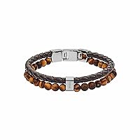 Fossil Men's Stainless Steel and Genuine Leather and/or Beaded Bracelet for Men