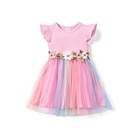 PATPAT Girl's Flower Dress Party Tulle Princess Wedding Birthday Ball Gown Tutu Poster Dresses