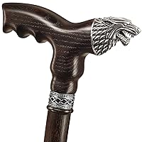 Asterom Handmade Walking Cane for Men and Women - Direwolf - Fashionable Wolf Head Cane - Stylish Wood Walking Stick