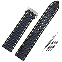 19mm 20mm Woven Canvas Watch Strap for Omega Seamaster 300 AT150 Fabric Leather Nylon Aqua Terra 150 Blue Black Watchband (Color : Beige, Size : 21mm)
