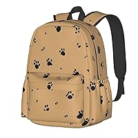 Animal Paw Printed Pattern Backpack Print Shoulder Canvas Bag Travel Large Capacity Casual Daypack With Side Pockets