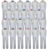 3pc Baby Toddler Kid Boy Wedding Formal Suit White Pants Shirt Bow Tie Set Sm-4T (Large (12-18 Months), Coral)