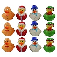 Curious Minds Busy Bags 24 Christmas Rubber Duckies - Santa, Gingerbread Man, Snowman, and Elf Ducks - Cute Holiday Party Favor Decoration Gifts (2 Dozen)