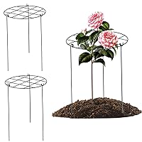 3Pcs Peony Cages and Supports, Peony Support 12x16'' Grow Through Plant Supports with 3 Legs Tomato Cages Flowers Support Rings Hoops for Rose, Tomato